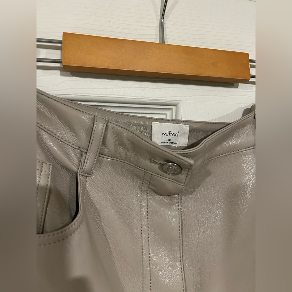 Wilfred Taupe Leather Trousers